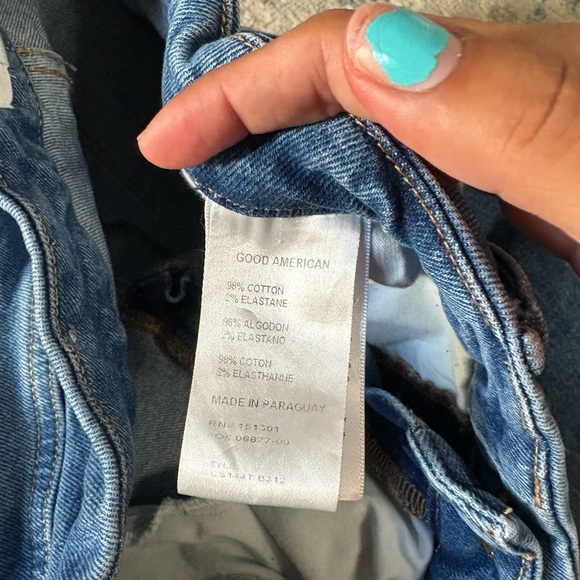 Good American distressed crop straight leg jeans size 14/32 - Picture 3 of 5
